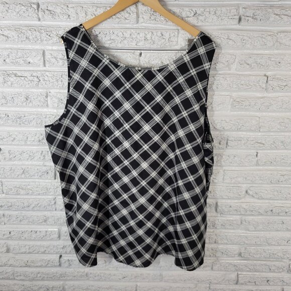 Faded Glory Womens Top 4X Plus Tank Sleeveless Black Plaid Comfy PLA29E - Picture 6 of 8